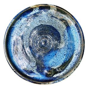 Handmade Pottery 11" Round Circle Platter Blue